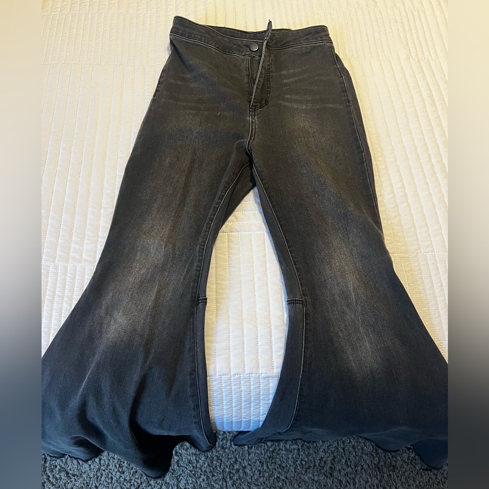 Free People Black Wide Leg Flare Jeans